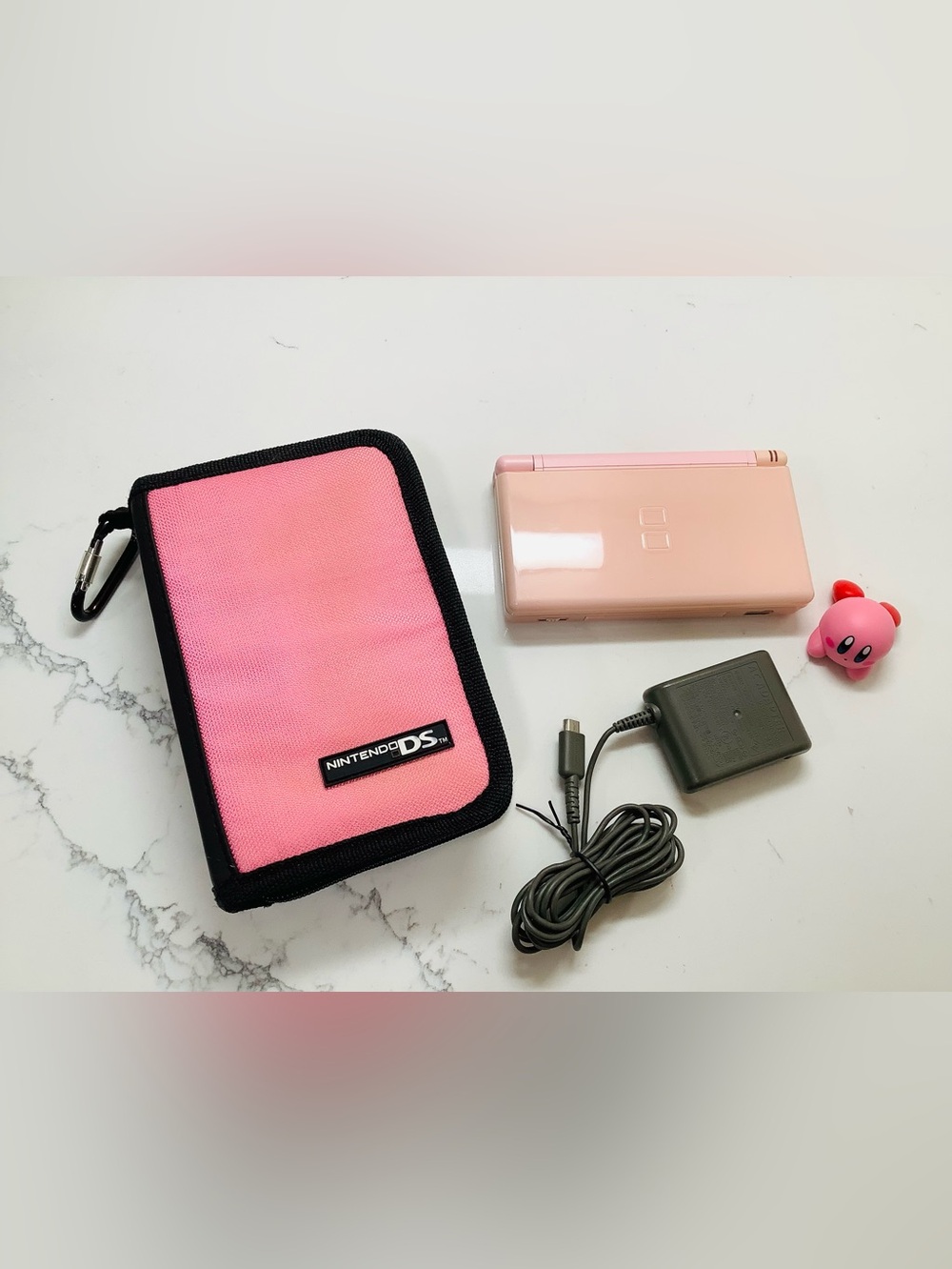 Nintendo DS Lite Pink Console Bundle + Pink Nintendo DS Case & Charger